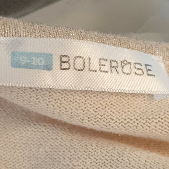 Rare Too Ivory Gold Beaded Dress 8 Formal Tulle with Cap Sleeves & Tan Sweater - Picture 10 of 12